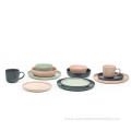 Color glaze stoneware dinner set - multi